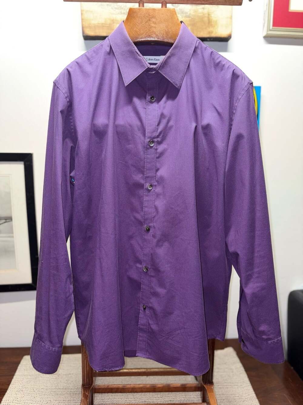 Calvin Klein Long Sleeve Shirt XL Purple Non-Iron